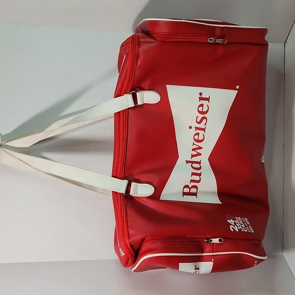 Faux Leather Red Budweiser Soft-sided Cooler Bag - Picture 3 of 12